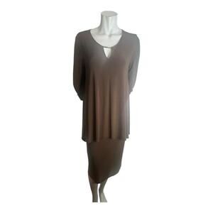 Joseph Ribkoff Brown 3/4 Sleeve Fooler Midi Dress Size 12